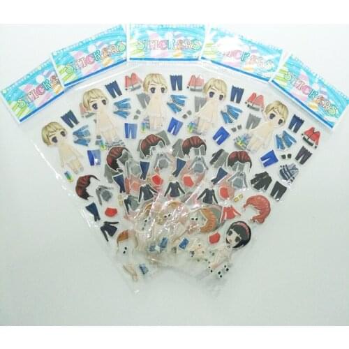 5 Sheets Cartoon Dress Up Girl 3D Stickers Toy DIY Scrapbook Stationery Diary Stickers Kids Children Gifts