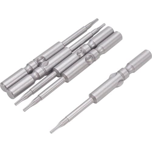 Utoolmart 5pcs 60mm Length T5 T6 T7 T15 Torx Screwdriver Bits S2 Steel 5mm Diameter Round Shank Magnetic Batch Head Bits