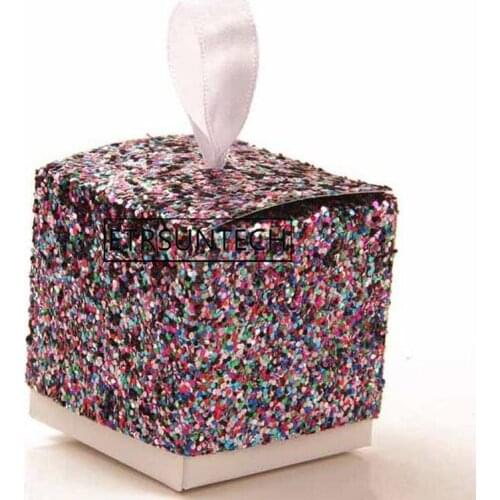 500pcs European Glitter Box Wedding Party Gift Favors Box Festive Party Wrapping Supplies Wedding Candy Box