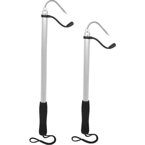 60/120cm Adjustable Stainless Steel Aluminum Spear Hook Telescopic Sea Fishing Gaff with String Ice Spear Hook Tackle