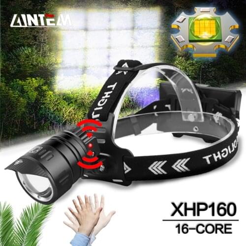 99000LM Real XHP160-16Core Powerful LED Headlamp With IR Sensor USB Rechargeable Hunting Head Lamp Camping Flashlight Head Light