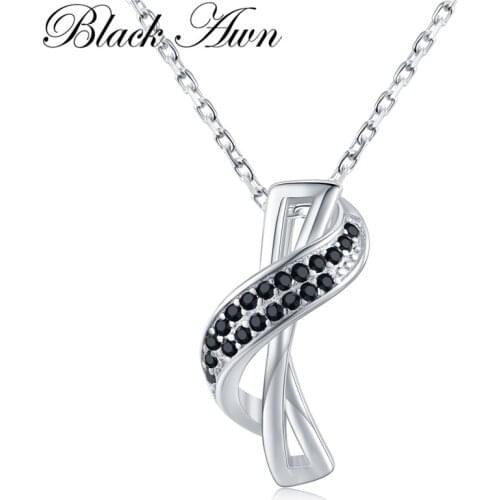 [Black Awn] New Romantic Arrive 925 Sterling Silver Fine Jewelry Trendy Engagement necklaces & pendants for Women K053