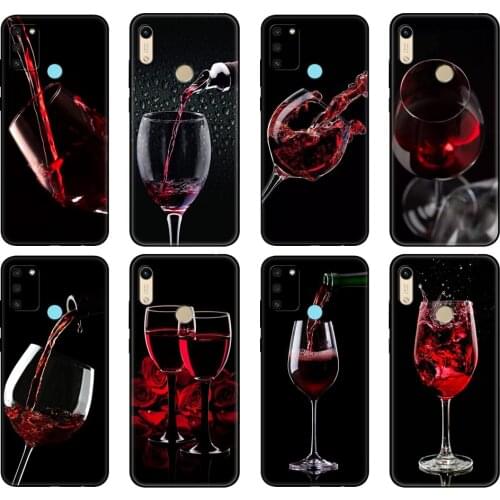 Black tpu Case For Honor 8a Prime 8s 9 10X Lite 9A 9C 9X Premium Pro 9S Case Cover wine glass luxurious