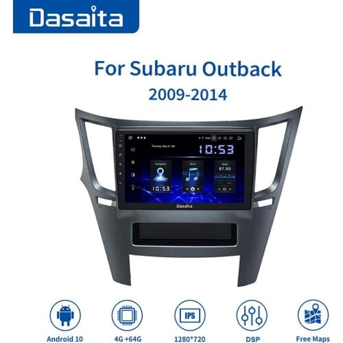 Dasaita Car 1 din GPS Radio Android 10.0 TDA7850 for Subaru Legacy Outback 2009 2010 2011 2012 2013 2014 USB MP3 9" Touch Screen