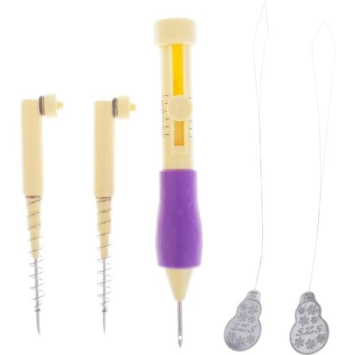 DIY Punch Needle Set Embroidery Cross Stitich Kit 3 Needles 2 Threaders 1 Plastic Pen Craft Tool