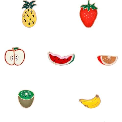 7 kinds Fruit Collection Enamel Pin Apple Banana Watermelon brooch Denim Jeans shirt bag Fruit jwewlry gift for friends