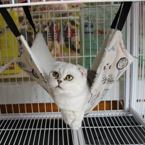 Hanging Cat Hammock Pet Supplies Cat Sleeping Bag Pet Cat Cage Breathable Double-sided Available Warm Cat Mat cotton and linen