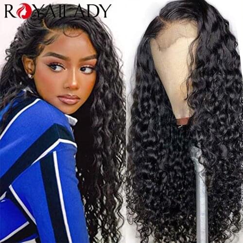 Royal Lady Water Wave Lace Front Wigs Human Hair Brazilian Curly Human Hair Wigs for Women 4x4 Lace Closure Wigs Pre Plucked