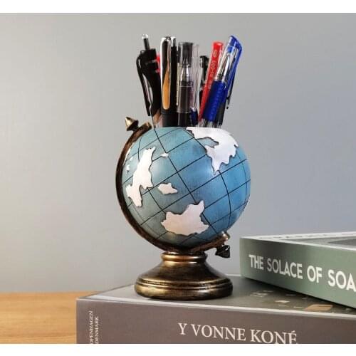 Creative Pen Holder Globe Vase European Style Retro Decoration Room Living Room Decor Office Desktop Students' Gifts