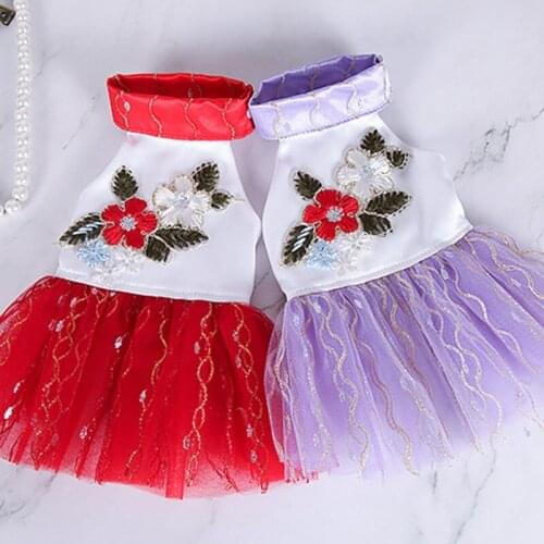 Summer Bubble Lace Tutu Dog Skirt Pet Cloth Cute Cool Breathable Dog Dress Clothes For York Chihuahau Teddy Red Party Clothes