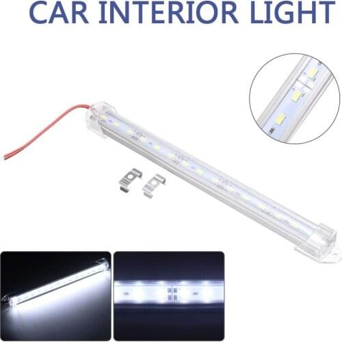 Mayitr 1pc 21cm 12V 15 LED Cold White Interior Lights Car Strip Light Bar Lamp White For Bus Caravan Boat