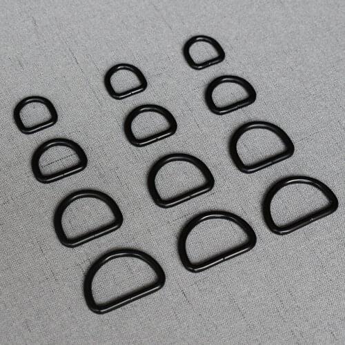 100 Pcs/Lot 15mm 20mm 25mm 32mm Black Metal Accessories D ring DIY Use For Handbag Bag Purse Strap Belt Metal Buckle Hardware