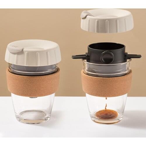 Hand-brewed Coffee Pot Set Glass Coffee Cup Drip Type Free-Filter Paper Portable Cup Coffee Appliance for Home Office Travelling