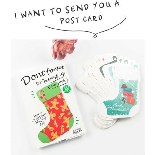 New 120Sheets Merry Christmas Postcard Set Creative Christmas Socks Postcards Greeting Card Birthday Letter Envelope Gift Card