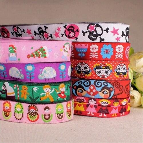 2016 New 16mm 100% Polyester Cartoon Jacquard Ribbon DIY Pet Collar Decorated With Childrens Clothing Accessories 9 design
