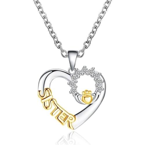 Trendy Zirconia Heart Pendant Necklace For Women Charm Chokers Necklace Sister Best Friendship Jewelry Collier Bijoux Girl Gift