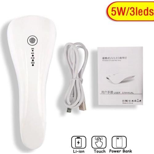 Portable 5W LED Nail Lamp Nail Dryer Machine UV Lamp Handheld Micro USB Charging Manicure Lamp For Drying UV Nails Gel Polish