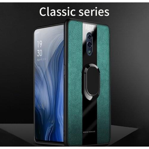Skeypaik Luxury Business Shockproof Car Magnetic Ring Holder PU Learher Phone Case For OPPO Reno 5 4 3 Pro 2 Z Ace Cover Fundas