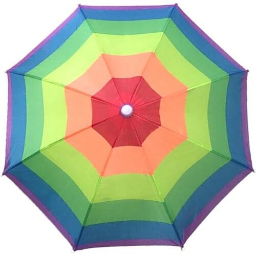 Rainbow Umbrella New Umbrella Hat Novelty Foldable Sun Day Rainy Day Hands Free Rainbow Folding & Waterproof Multicolor Hat