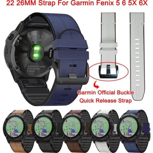 26mm 22mm Watch Band for Fenix 6X/ 6X Pro/5X/3 Soft Silicone Leather Quick Release Strap for Fenix 6/6 Pro/5/5 Plus Accessories
