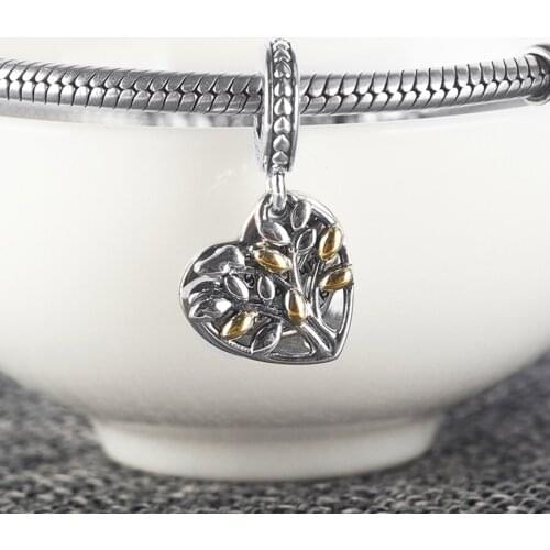 S925 Silver Pendant Bead DIY Jewelry Tree Together Dangle Charm fit Lady Bracelet Bangle
