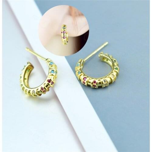 New Color CZ Zircon Gold Earrings for Women Geometric Small Hoop Earrings Set Huggie Jewelry Wedding Bijoux Brincos