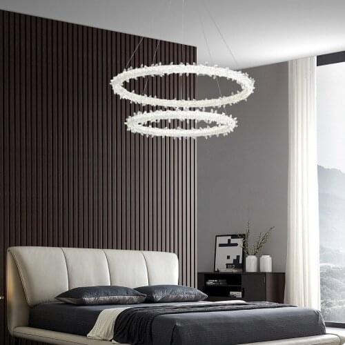 Nordic Minimalist Modern Bedroom Atmospheric Crystal Ring Dining Room Living Room Lamps French Luxury Light Net Red Light