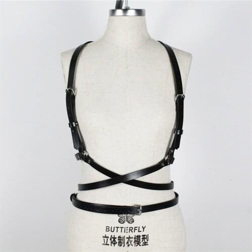 Stylish Sword Belt Harness Extenders Leather Vest Ladies Faux Cage Chest Sculpting Body Punk Waist Straps Suspenders for Women