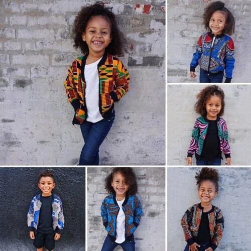 Jacket For Girls Boys African Vintage Print Autumn Windbreaker Coat 2021 Winter Kids Children Trench Outwear Baby Clothes