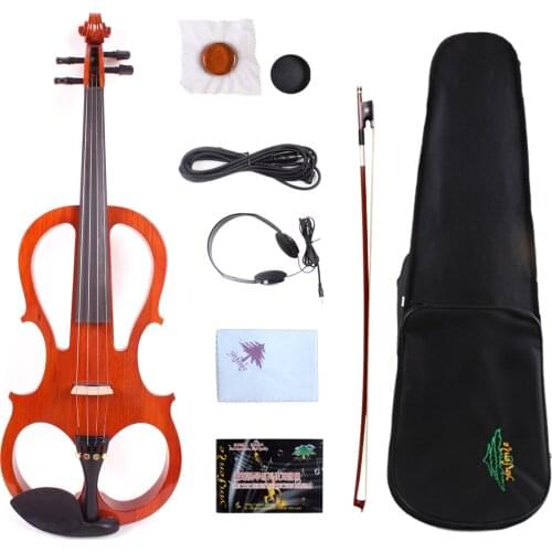 Yinfente 4String Electric Silent Violin 4/4 Wooden Sweet Tone Free case+Bow+Cable#EV5