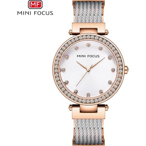 MINI FOCUS Quartz Watch for Women Simple Crystal-accented Wristwatch Lady Fashion Watches часы женские relogio feminino reloj