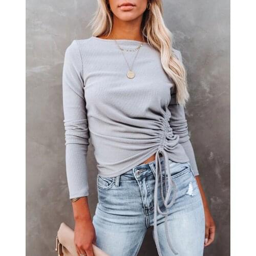 Autumn Spring Sweaters Women 2021 Elegant Solid Black Long Sleeve Slim Pleate Pullovers Fashion O Neck Bandage Knitted Jumpers