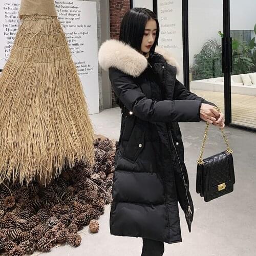 2021 Womens Winter Down Jacket 90% White Duck Down Coat Female Hooded Parkas Woman Fox Fur Collar Mujeres Abrigos Pph2787