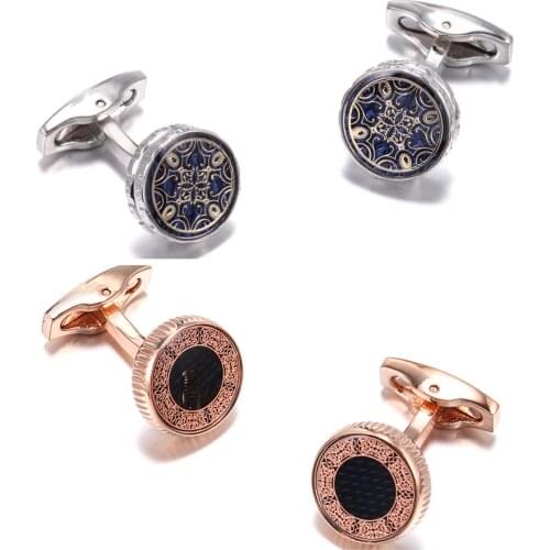 10pairs/lot Exquist Engraving Pattern Cufflinks Copper Plating Cuff Links Business Style Mens Jewelry Wholesale