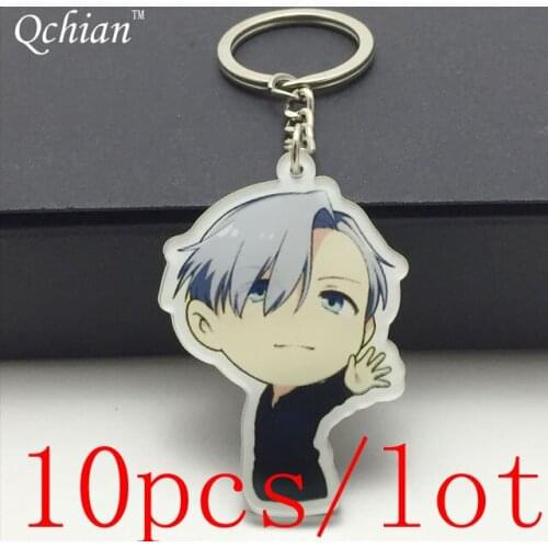 10pcs/lot Cute Cartoon YURI!!! On ICE Acrylic Keychain Car Motorcycle Key Decoration Pendant Jewelry