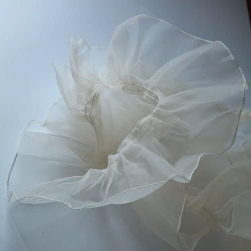 10cm*1yard Fairy Organza pleated lace trims Wave Ruffle trims and ribbons for wedding dress accessories Pearl beaded trimming