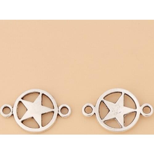 100pcs/Lot Tibetan Silver Pentagram Pentacle Star Connector Charms for Bracelet Necklace Jewelry Making Accessories 10mm