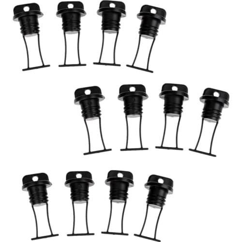 12 Piece Kayak Drain Plugs Black Plastic Thread Hull Drain for Kayaks Canoes Boats for Outdoors Camping