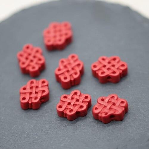 20 PCS Coral Pink Embossed Chinese Knot Red Beads Connector Charms For Necklace Bracelet Earring DIY Handmade Accessories Making