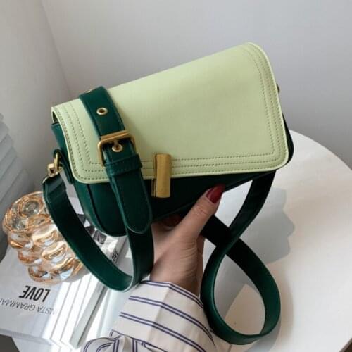 2021 Fashion PU Leather Contrast Color Crossbody Bags for Women Small Shoulder Saddle Bag Female Handbags and Purses Travel Bags