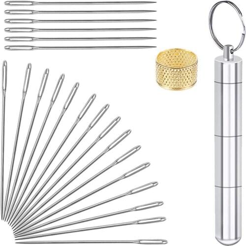 21 PCS Large Eye Sewing NeedlesSewing Sharp Needles Handmade Leather Needle Embroidery Thread Needle