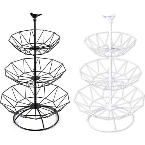3 Tier Fruit Baskets Metal Wire Fruit Bowl Snacks Cake Stand Storage Rack Countertop Organizer Table Home Decoration
