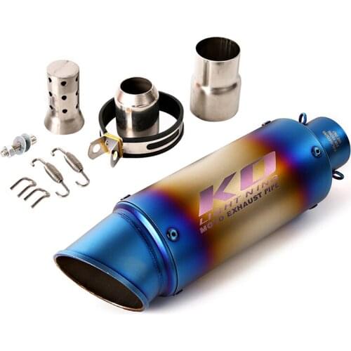 300 mm Blue Stainless Steel Exhaust Muffler Pipe Motorcycle 60.5 mm Inner Escape with Removable DB Killer for Dirt Bike Scooter