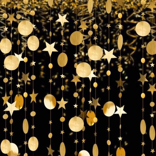 4m Five-Pointed Stars Round Mirror Effect Hanging Banner Bunting Party Holiday Decor