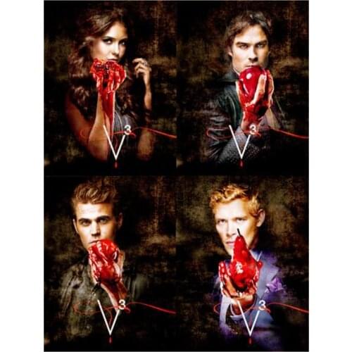 5D DIY Full Round Diamond Painting The Vampire Diaries TV Poster 3D Embroidery Cross Stitch Rhinestone Mosaic Home Decor Y1280