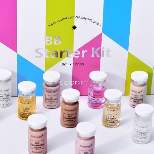 8ml Gold Ampoule Serum 12pcs Cream Starter Kit Dermawhite mix serum add foundation niacinamide for Whitening brightening