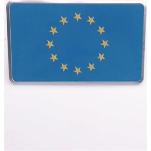 Aluminum Alloy Rectangle Styling Europe National Emblem EU European Flags Car Stickers 8x5cm