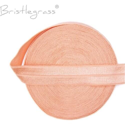 BRISTLEGRASS 5 Yard 5/8" 15mm Petal Peach Solid FOE Fold Over Elastics Spandex Satin Kids Hairband Headband Lace Trim DIY Sewing