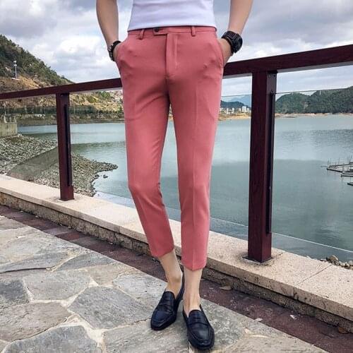 Candy 8 Color 2021 Summer Business Casual Dress Pant Ankle Length Solid Color Slim Suit Pants Pink ArmyGreen Fashion Suit Pant