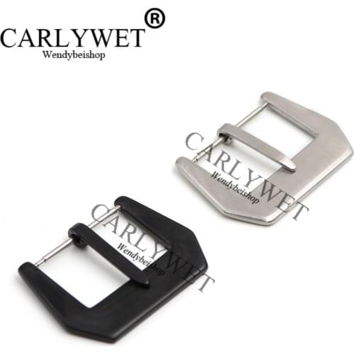 CARLYWET 24 26mm 3mm Tang Tongue Pin Buckle Black Silver Brushed Stainless Steel For Panerai Watch Band Strap